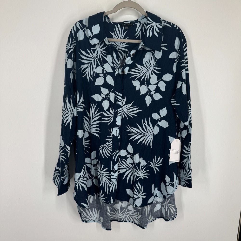 Universal Standard S (14-16) NEW Dawn Linen Blend Hi Low Tunic Floral Coastal